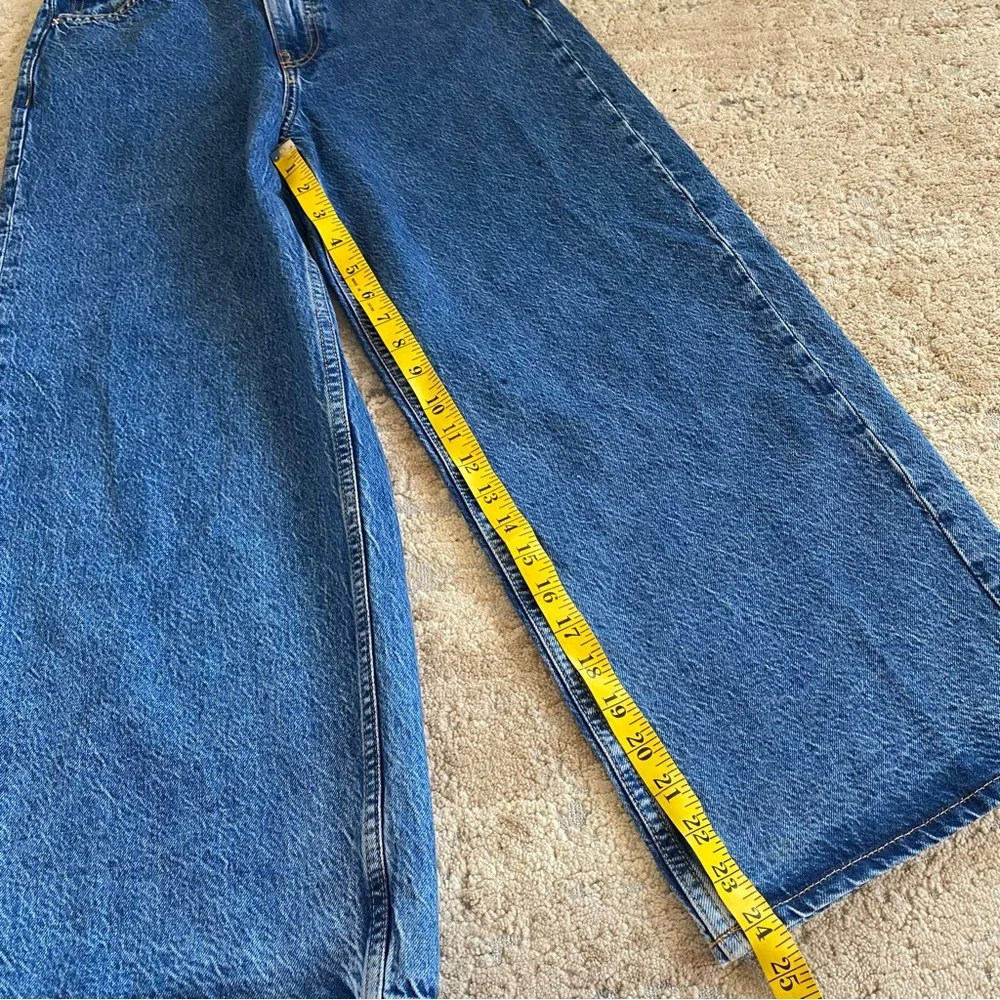 Zara Wide Leg Flare Jeans Retro Vintage Inspired Barrel Classic Blue Denim: 4 - Picture 3 of 10